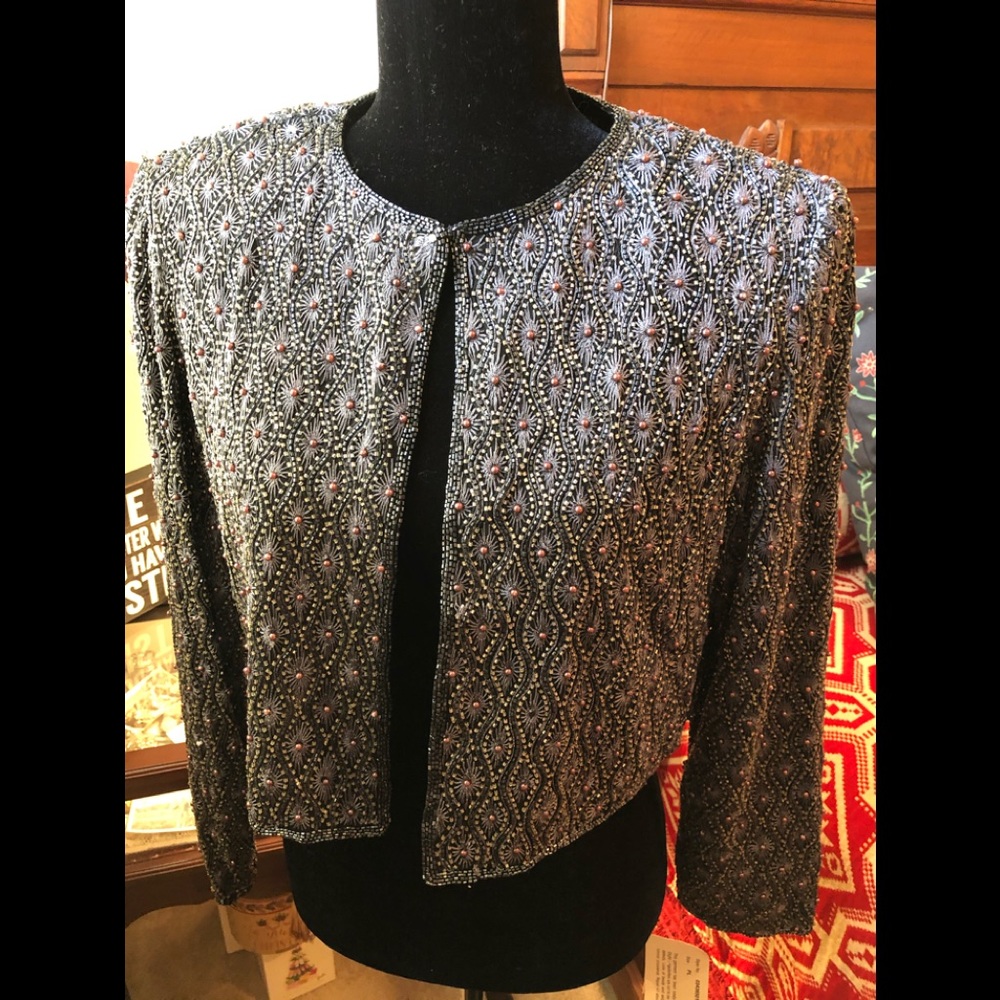 Adrianna Papell Fully Beaded Evening Jacket